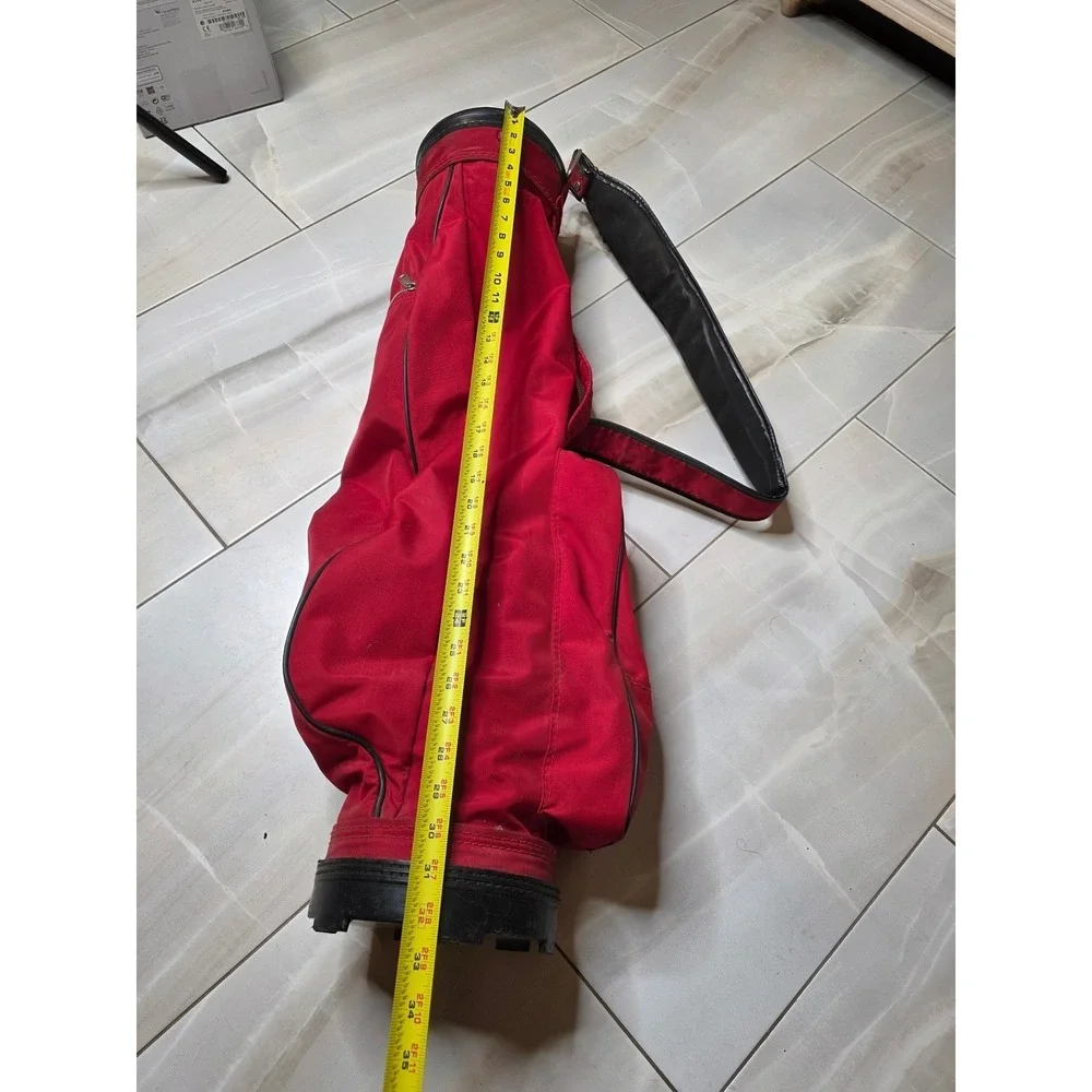 Vintage Red Golf Sunday Carry Bag Lightweight Canvas Padded Strap 32 Inch‎